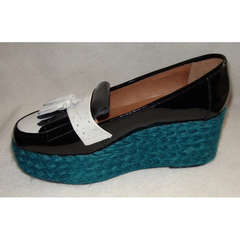 NWOB Jeffrey Campbell Oxford Patent Leather Jute Platform Espadrille
